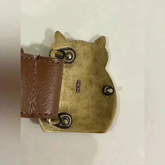 Vintage Owl Buckle Metal‎ Inlaid Stones in Belt Size L - Picture 5 of 5